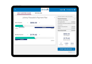 OrthoFi payment slider tool displayed on tablet